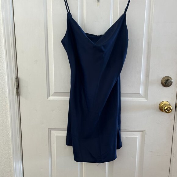Urban Outfitters Woman's Navy Cowl Neck Slip Dress Sz XL - Picture 7 of 10